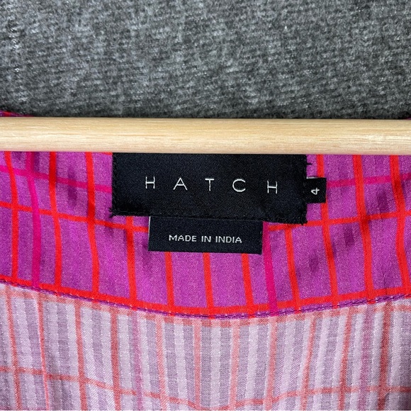 Hatch Collection Size 4 Natalie Maternity Midi Dress Rosebud Plaid Magenta Pink - Picture 9 of 12